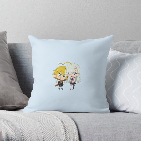 Seven Deadly Sins Meliodas and Elizabeth Liones Chibi Throw Pillow RB1606 product Offical The Seven Deadly Sins Merch